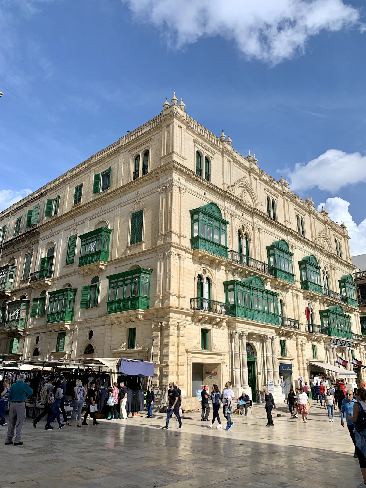 Grand Baroque civic architecture facing a Valletta square, near the Grand Master's Palace